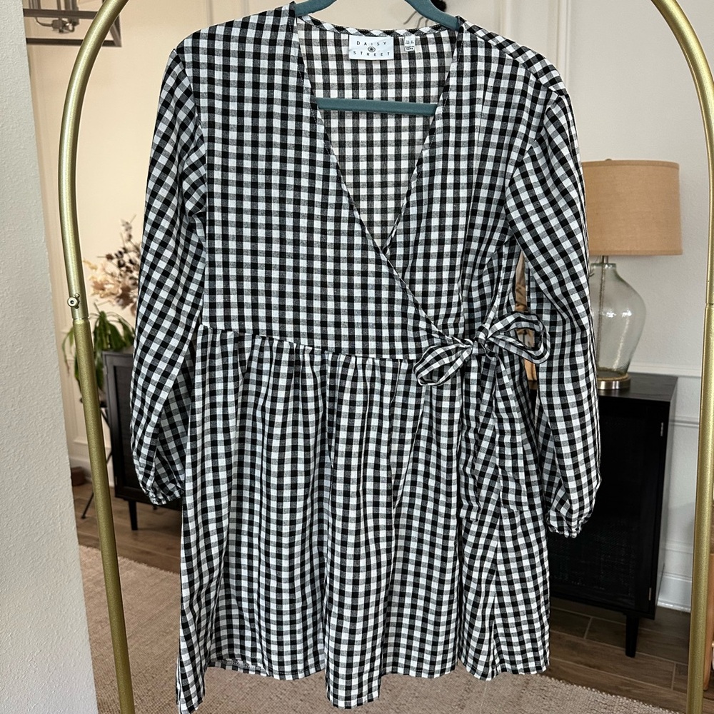 Daisy Street Black Gingham Mini Dress